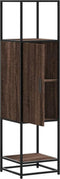 vidaXL - Hoge - kast - 35,5x35x139 - cm - bewerkt - hout - en - metaal - bruin - eiken