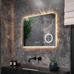 Mirlux Badkamerspiegel - Rechthoekige Wandspiegel - LED Verlichting Anti Condens IP44 80 x 60 cm