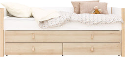 Bopita Lucas compactbed 90x200 met slaap en opbergunit - Wit/Naturel