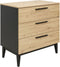 ToiToiKids Xem commode met 3 laden - Mat Zwart/Eiken