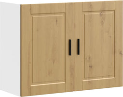 vidaXL - Keukenwandkast - Porto - bewerkt - hout - artisanaal - eikenkleur