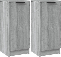 vidaXL - Dressoirs - 2 - st - 30x30x70 - cm - bewerkt - hout - grijs - sonoma - eikenkleur