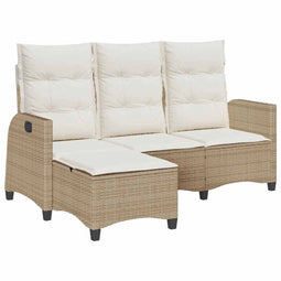 vidaXL - Verstelbare - tuinbank - met - kussens - L-vormig - beige - poly - rattan