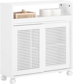 SoBuy BZR119-W - Badkamerkastje - Met Lade en 4 Zwenkwielen - Wit