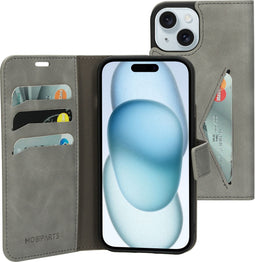 Mobiparts iPhone 15 - Classic Wallet Case - Ruimte voor pasjes - Granite Grey