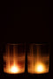 J-Line windlicht Geruit - glas - bruin/groen - large - 2 stuks