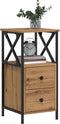 vidaXL - Nachtkastjes - 2 - st - 34x35,5x70 - cm - bewerkt - hout - artisanaal - eiken