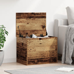 vidaXL - Opslagbox - met - Deksel - Oud - Hout - 60x42x46 - cm - Engineered - Hout