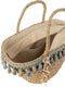 J-Line strandtas kwastjes - jute - blauw/beige/naturel
