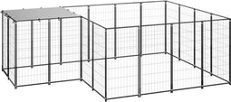 vidaXL - Hondenkennel - 6,05 - m² - staal - zwart