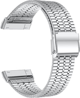Metalen RVS Schakel Bandje Geschikt Voor Fitbit Versa 4, Sense 2 - Zilver
