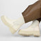 PS Poelman Kimmy - Dames Leren Chunky Chelsea Enkellaarzen - Beige Crème Wit - Maat 36