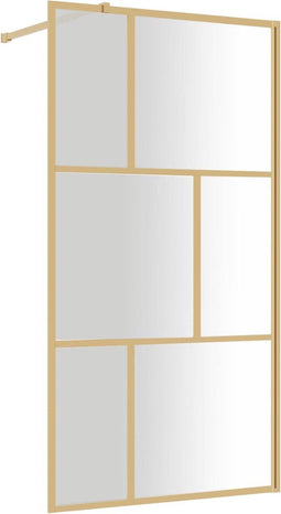 vidaXL - Inloopdouchewand - transparant - 115x195 - cm - ESG-glas - goudkleurig