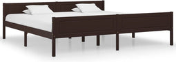 vidaXL - Bedframe - massief - grenenhout - donkerbruin - 200x200 - cm