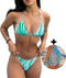 DERRINS Ariya - Bikini Set Dames - 2-delige set met Cover-up Rokje - Groen met Wit (3 stuks)