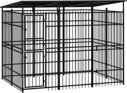 vidaXL - Hondenkennel - met - dak - 5,53 - m² - staal