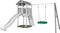 AXI Beach Tower Speeltoestel in Grijs/Wit - Speeltoren met Summer Nestschommel, Witte Glijbaan en Zandbak - FSC hout - Speelhuis op palen voor de tuin