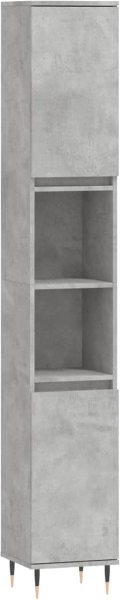 vidaXL - Badkamerkast - 30x30x190 - cm - bewerkt - hout - betongrijs