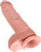 King Cock – 25.4 cm Dildo met Realistische Vormgeving Zuignap en Balzak voor Optimaal Penetratie - beigeig