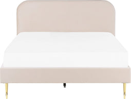 FLAYAT - Tweepersoonsbed - Lichtbeige - 160 x 200 cm - Fluweel
