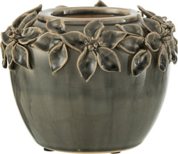 J-Line bloempot Bloem - keramiek - grijs - small - Ø 17 cm