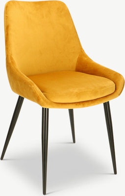 Orville velvet eetkamerstoel Fleur geel