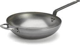 de Buyer Mineral B Wok - Ø 32CM - Brede bodem - Inductiegeschikt - Plaatstaal - PFAS-vrij