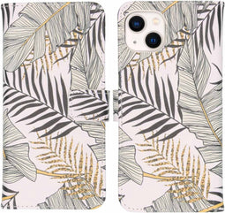iMoshion Hoesje Geschikt voor iPhone 13 Hoesje Met Pasjeshouder - iMoshion Design Softcase Bookcase - Meerkleurig / Glamour Botanic