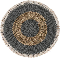 Placemat rond set van 6 - ø30 - Naturel/grijs - zeegras/schelp