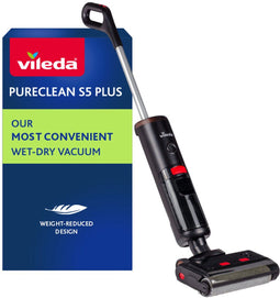 Vileda PureClean S5 Plus - Snoerloze nat-droogstofzuiger - 3-in-1 vegen stofzuigen dweilen - zwart