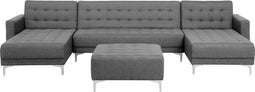ABERDEEN - Bank U-vormig - Grijs - 5 persoons - met poef- Polyester