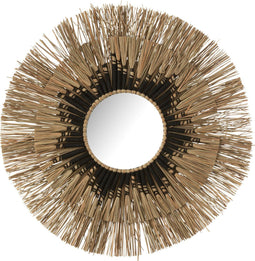 J-Line spiegel Melissa Paille - raffia - naturel/zwart - small