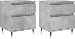 vidaXL - Nachtkastjes - 2 - st - 40x35x50 - cm - bewerkt - hout - betongrijs