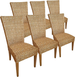 SVJ Eetkamerstoelen - 60x48x98 cm - Rotan - Lichtbruin - Set van 6