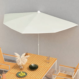 vidaXL - Parasol - half - met - paal - 180x90 - cm - zandkleurig