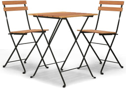 vidaXL - 3-delige - Bistroset - inklapbaar - massief - teakhout - en - staal