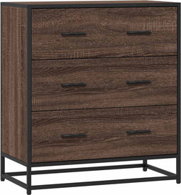 vidaXL - Dressoir - 68x35x76 - cm - bewerkt - hout - en - metaal - bruin - eikenkleur