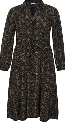 Kaffe Curve KCmirana Dress - Dames Jurk A-lijn - Lange mouwen - Maat 44