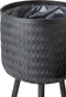 J-Line bloempot bamboe - jute - zwart - 3 stuks - Ø 37 cm