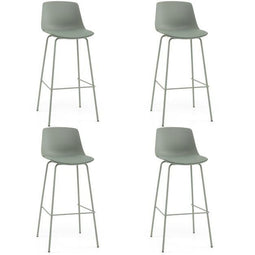 Coast Barkrukken Set van 4 - Kunstleer met Rugleuning - Groen (set van 4)
