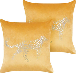 MARULA - Sierkussen set van 2 - Mosterdgeel - 45 x 45 cm - Fluweel