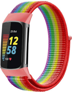 imoshion Nylon bandje - Geschikt voor Fitbit Charge 6, Charge 5 - Rainbow - L