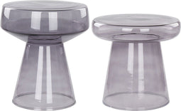 Bijzettafel set van 2 glas grijs LAGUNA/CALDERA