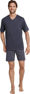 Schiesser Heren Shortama - Korte broek - V-hals - Antraciet - Maat L