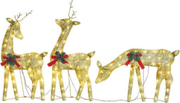 vidaXL - Rendierfamilie - Kerstmis - warmwit - 270x7x90 - cm - mesh - goudkleurig