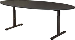 Vergadertafel Quick ellips 220x110cm frame Wit (RAL9010) blad Zwart Mat (anti fingerprint)