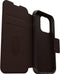 Otterbox - Geschikt voor iPhone 15 Pro - Strada Case leren bookcase hoesje - Bruin + Lunso Screenprotector