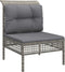 vidaXL - 5-delige - Loungeset - met - kussens - poly - rattan - grijs
