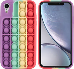 iMoshion Hoesje Geschikt voor iPhone Xr Hoesje Siliconen - iMoshion Pop It Fidget Toy - Pop It hoesje - Rainbow