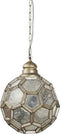 PTMD Hanglamp XL lamp - Julie met zilver goud antieke glazen - hexagonaal - semi helder 50x50x50 cm XL Plafondlamp